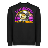 Black doge coin to the moon 80's retro sunset Heavyweight Sweatshirt - Jasminsmagicworld