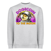 Heather Grey doge coin to the moon 80's retro sunset Heavyweight Sweatshirt - Jasminsmagicworld