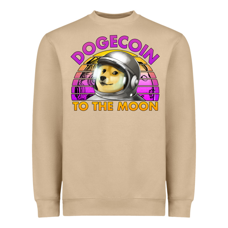 Doge Coin To The Moon 80's Retro Sunset Heavyweight Sweatshirt by Jasminsmagicworld | Teevron