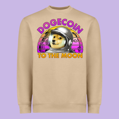 Doge Coin To The Moon 80's Retro Sunset Heavyweight Sweatshirt Designed By Jasminsmagicworld