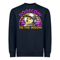 Navy doge coin to the moon 80's retro sunset Heavyweight Sweatshirt - Jasminsmagicworld