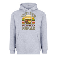 Heather Grey Welder Wıll Work For Burger Heavyweight Hoodie - Bettercallsaul