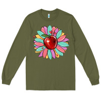 Army Green teacher apple Long Sleeve Tee - MaliasSmallBusiness
