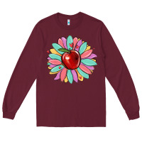 Burgundy teacher apple Long Sleeve Tee - MaliasSmallBusiness