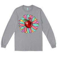 Heather Grey teacher apple Long Sleeve Tee - MaliasSmallBusiness