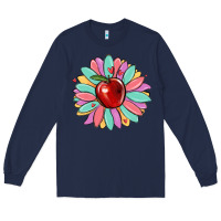 Navy teacher apple Long Sleeve Tee - MaliasSmallBusiness