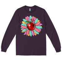 Plum teacher apple Long Sleeve Tee - MaliasSmallBusiness