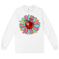 White teacher apple Long Sleeve Tee - MaliasSmallBusiness