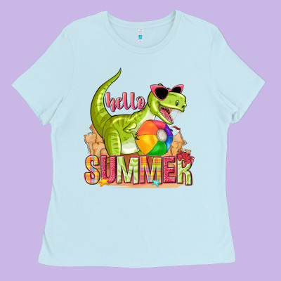 Hello Summer Rex Ladies Tee Designed By Texasbilliewilder