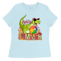 Baby Blue hello summer rex Ladies Tee - texasbilliewilder