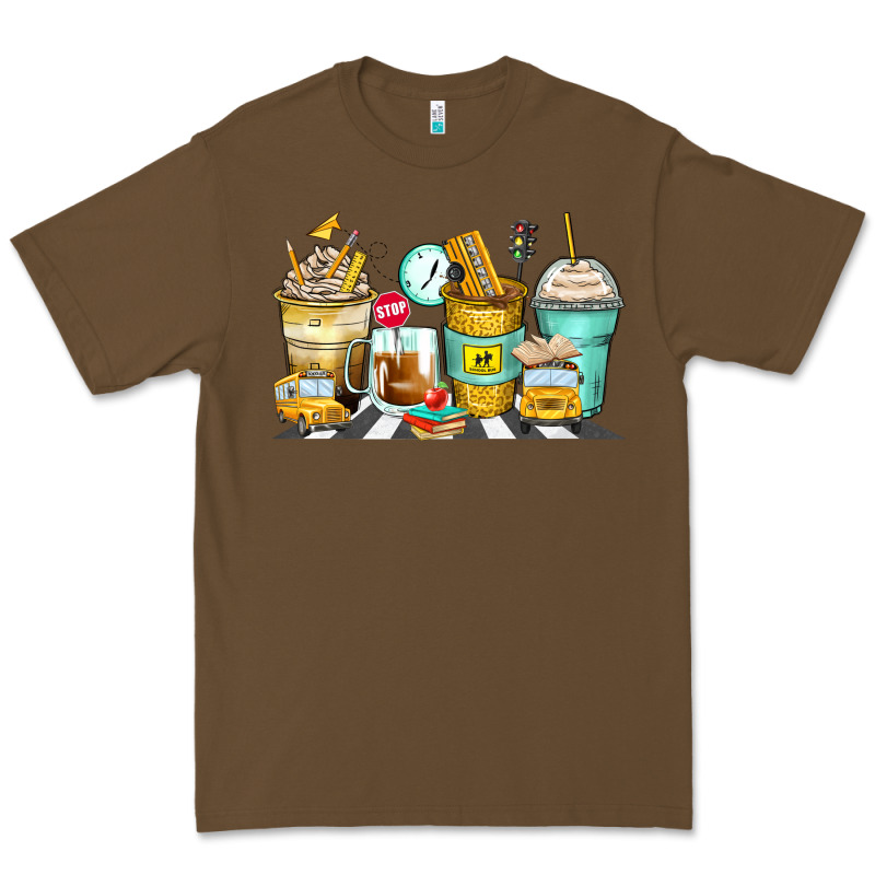 School Bus Coffee Cups Premium Tee by Zillion Design Studio | Teevron