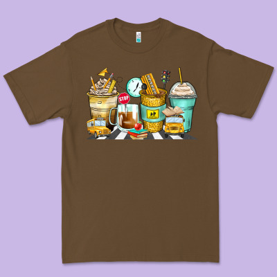 School Bus Coffee Cups Premium Tee Designed By Zillion Design Studio