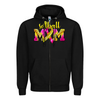Black Softball Mom Breast Cancer Zipper Hoodie - BundleAndBundleShop