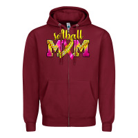 Burgundy Softball Mom Breast Cancer Zipper Hoodie - BundleAndBundleShop