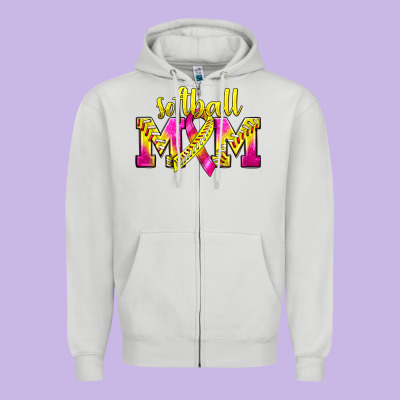Softball Mom Breast Cancer Zipper Hoodie Designed By Bundleandbundleshop