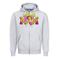 Heather Grey Softball Mom Breast Cancer Zipper Hoodie - BundleAndBundleShop