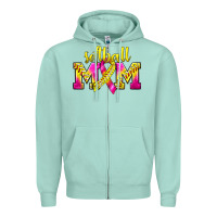 Seafoam Softball Mom Breast Cancer Zipper Hoodie - BundleAndBundleShop