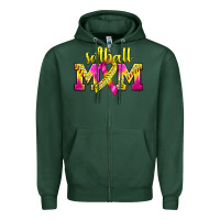 Sports Green Softball Mom Breast Cancer Zipper Hoodie - BundleAndBundleShop