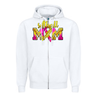 White Softball Mom Breast Cancer Zipper Hoodie - BundleAndBundleShop