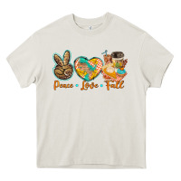 Cream peace love fall Heavy Core Tee - BarkalooDesign
