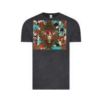 Vintage Black western floral bullskull cowhide and leopard Vintage Tee - Artiststas
