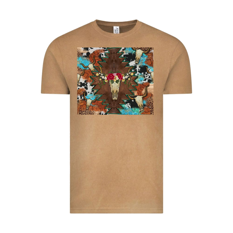 Western Floral Bullskull Cowhide And Leopard Vintage Tee by Artiststas | Teevron