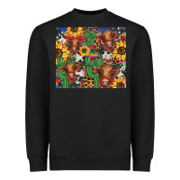 Black western cactus sunflower highlands cow Heavyweight Sweatshirt - BarkalooDesign