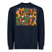 Navy western cactus sunflower highlands cow Heavyweight Sweatshirt - BarkalooDesign