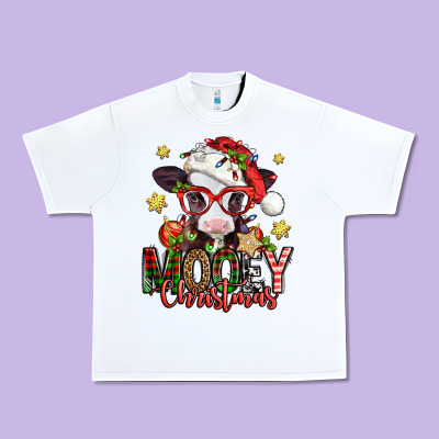 Mooey Christmas Baby Calf Urban Heavy Tee Designed By Jasminsmagicworld