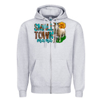 Heather Grey Small Town Mama With Sheeps Zipper Hoodie - BundleAndBundleShop