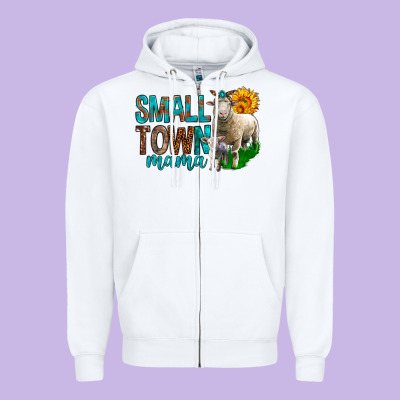 Small Town Mama With Sheeps Zipper Hoodie Designed By Bundleandbundleshop