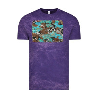 Cloud Purple western cowhide and leopard with turquoise background Vintage Tee - Artiststas