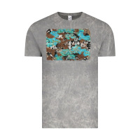 Cloud Rock western cowhide and leopard with turquoise background Vintage Tee - Artiststas