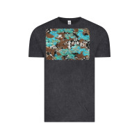 Vintage Black western cowhide and leopard with turquoise background Vintage Tee - Artiststas