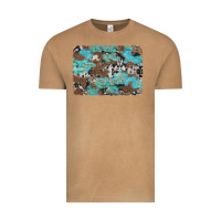 Vintage Camel western cowhide and leopard with turquoise background Vintage Tee - Artiststas