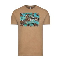 Western Cowhide And Leopard With Turquoise Background Vintage Tee | Teevron