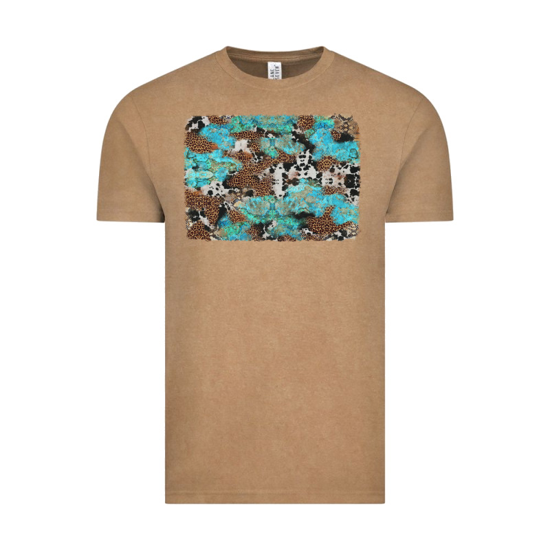Western Cowhide And Leopard With Turquoise Background Vintage Tee by Artiststas | Teevron