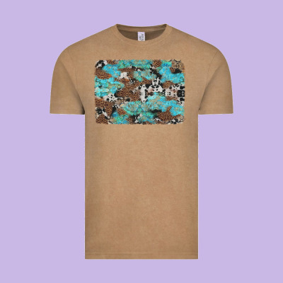 Western Cowhide And Leopard With Turquoise Background Vintage Tee Designed By Artiststas