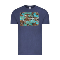 Vintage Denim western cowhide and leopard with turquoise background Vintage Tee - Artiststas