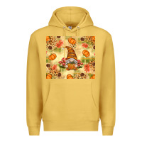 Antique Gold Fall Pumpkins and Gnome with Leopard Premium Hoodie - texasbilliewilder