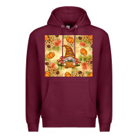 Burgundy Fall Pumpkins and Gnome with Leopard Premium Hoodie - texasbilliewilder