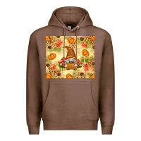Chestnut Fall Pumpkins and Gnome with Leopard Premium Hoodie - texasbilliewilder