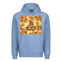 Colony Blue Fall Pumpkins and Gnome with Leopard Premium Hoodie - texasbilliewilder