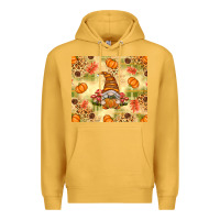 Mustard Fall Pumpkins and Gnome with Leopard Premium Hoodie - texasbilliewilder