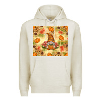 Oatmeal Heather Fall Pumpkins and Gnome with Leopard Premium Hoodie - texasbilliewilder