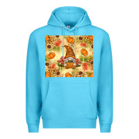 Ocean Blue Fall Pumpkins and Gnome with Leopard Premium Hoodie - texasbilliewilder