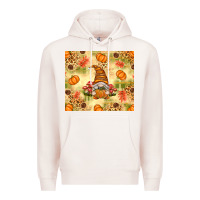 Pale Pink Fall Pumpkins and Gnome with Leopard Premium Hoodie - texasbilliewilder