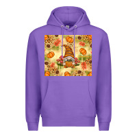 Purple Fall Pumpkins and Gnome with Leopard Premium Hoodie - texasbilliewilder