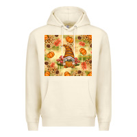 Sandshell Fall Pumpkins and Gnome with Leopard Premium Hoodie - texasbilliewilder
