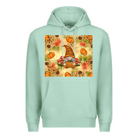 Seafoam Fall Pumpkins and Gnome with Leopard Premium Hoodie - texasbilliewilder